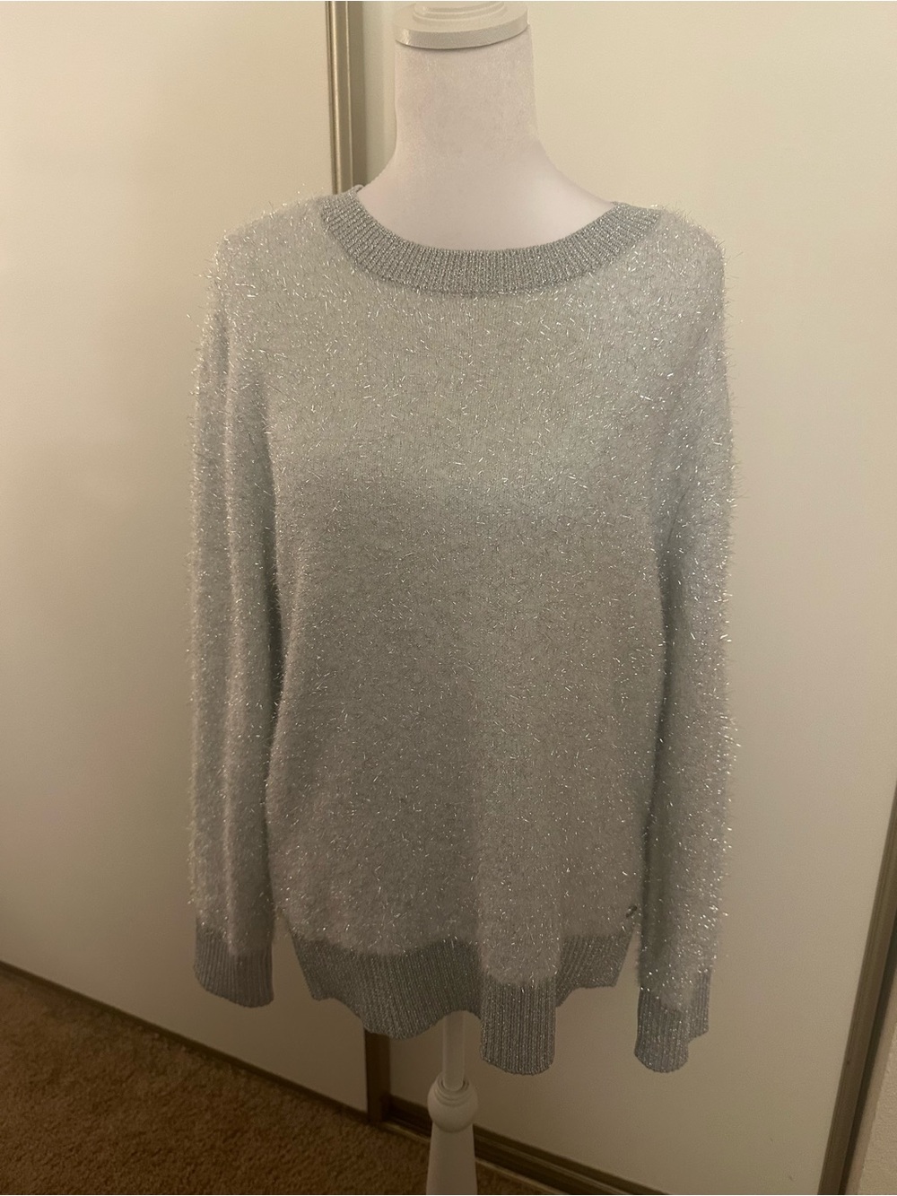 Tommy Hilfiger Silver Sparkle Crewneck Sweater